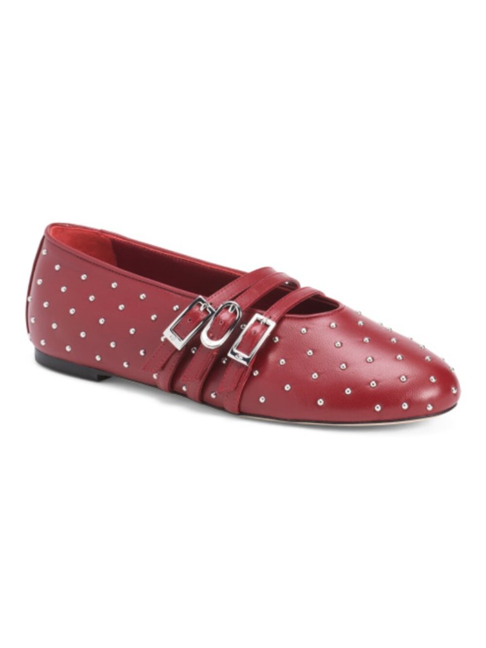 STUART WEITZMAN Made In Spain Leather So Studded Mary Jane Ballet Flats - Picture 1 of 4